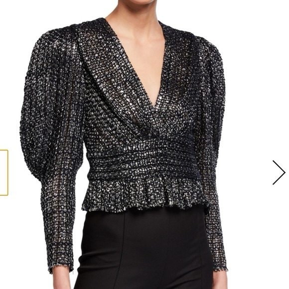 IRO Tops - IRO PARIS Guarda Cropped Metallic Bouclé Top, 
Size : small Waist